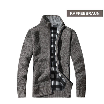 Blaudonau- Herren Fleece Strickjacke Dunkelgrau