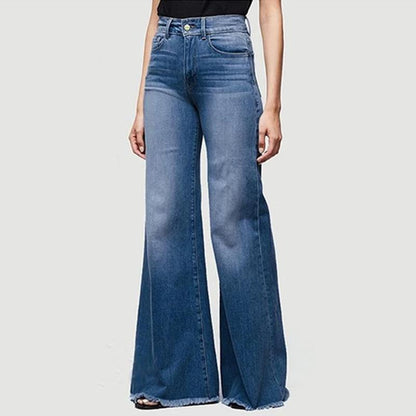 Blaudonau- Damen Jeans mit Fransen dunkelblau