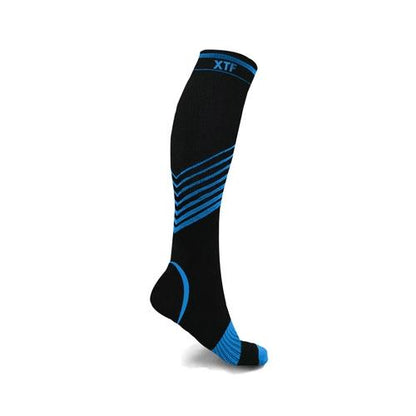 Blaudonau- Ultra-V-Streifen Kniehohe Kompression Socken 1*Blau