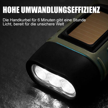 Blaudonau- Handkurbel Solarbetriebene Taschenlampe