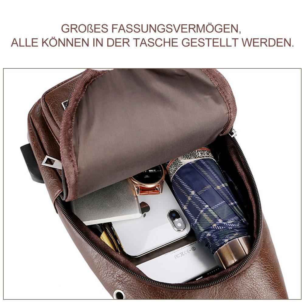 Blaudonau- Schultertasche Crossbodytasche für Herren mit USB-Ladeanschluss