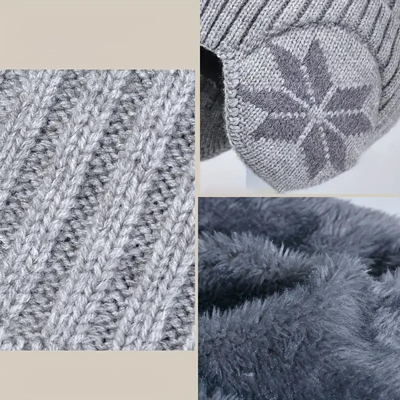 Blaudonau- Winter Warmes Strickmütze & Schal Set