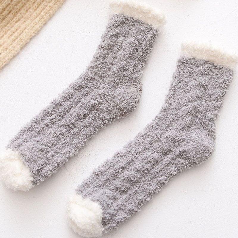 Blaudonau- Dicke Fleece Socken Grau