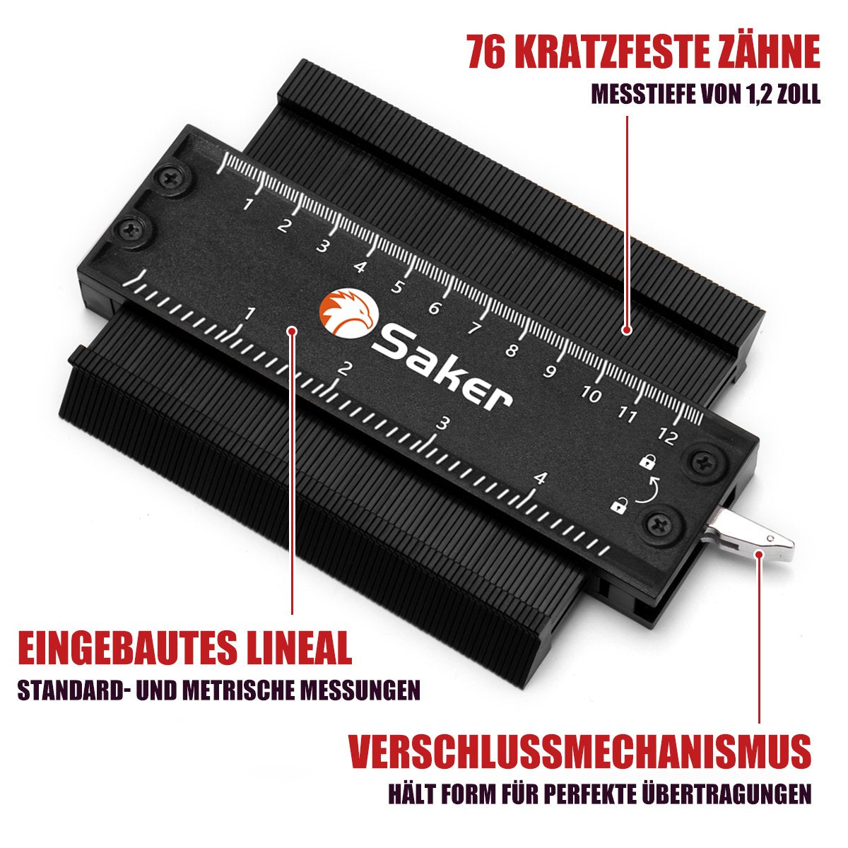 Blaudonau- Saker® Konturlehre mit Schloss (schwarz)