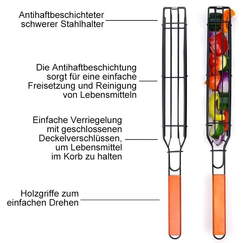 Blaudonau- Wiederverwendbarer Kabob Grillkorb