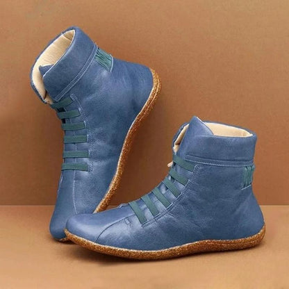 Blaudonau- Damen Lässiger Täglicher Flacher Stiefel