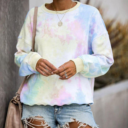 Blaudonau- Damen Tie-Dye Langarmpullover