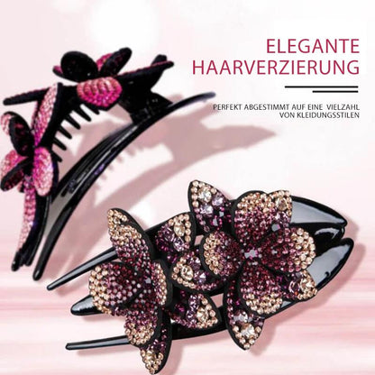 Blaudonau- Strass Doppelblume Haarspange