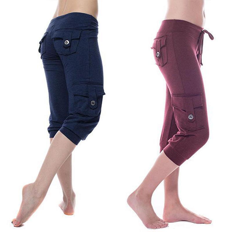 Blaudonau- Lässige Yogahose für Frauen mit Taschen