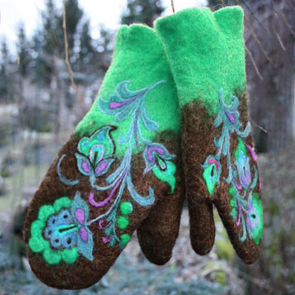 Blaudonau- Weihnachten Blumenstick- Handschuhe