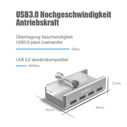 Blaudonau- Anbaubarer USB 3.0-Adapter-Hub auf der Schreibtischseite