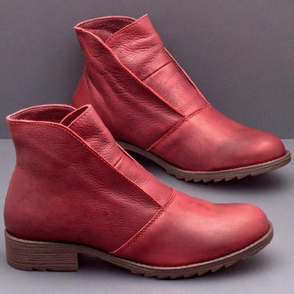 Blaudonau- Damen Modische Stiefel Schuhe Rot