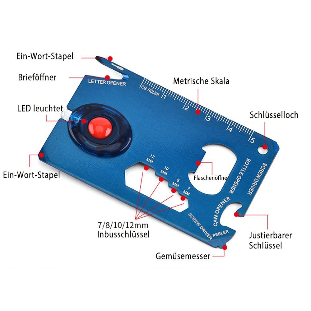 Blaudonau- EDC Multifunktionskarte mit LED-Licht