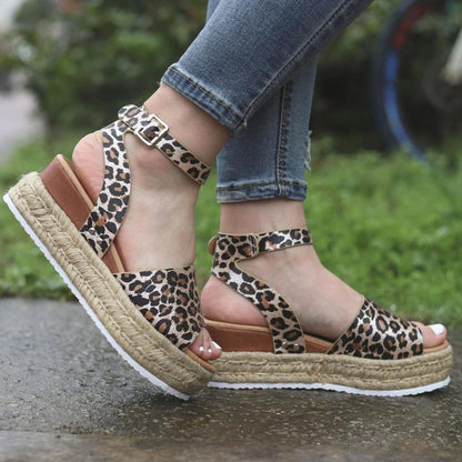 Blaudonau- Damen Sommer modische Sandalen Leopard