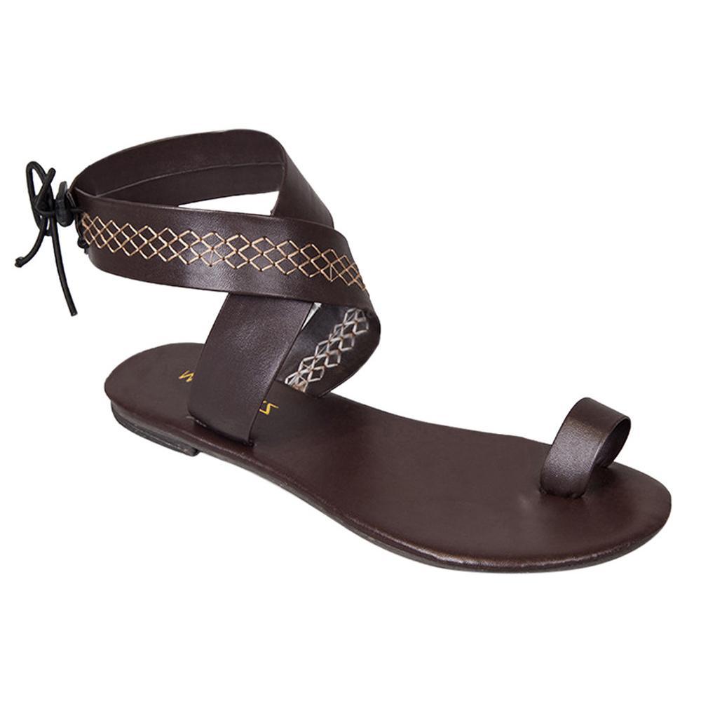 Blaudonau- Böhmische flache Knöchelriemen Peep Toe Strand lässige Sandalen Schwarz