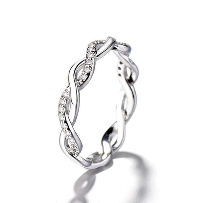 Blaudonau- Verdrehen-Ring，Twist-Ring，Diamant-Ring Silber