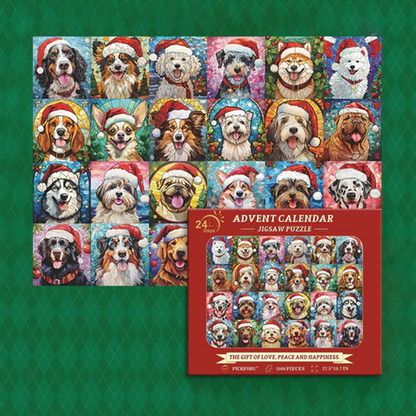 Blaudonau- Frohe Weihnachten Hunde Adventskalender Puzzle