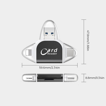 Blaudonau- 4-in-1-Universal-SD-TF-Kartenleser mit mehreren Anschlüssen