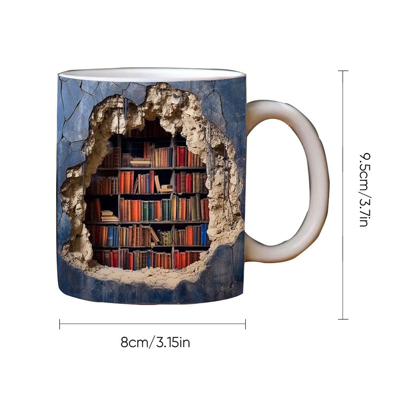 Blaudonau- 3D-Bücherregal-Tasse