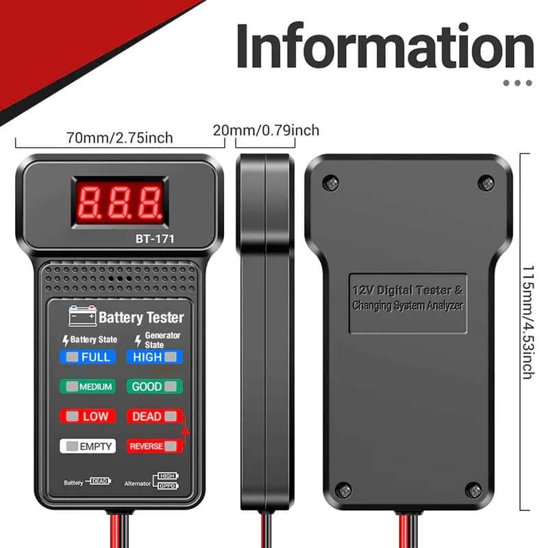 Blaudonau- Multifunktionaler 12-V-Batterietester für Autos