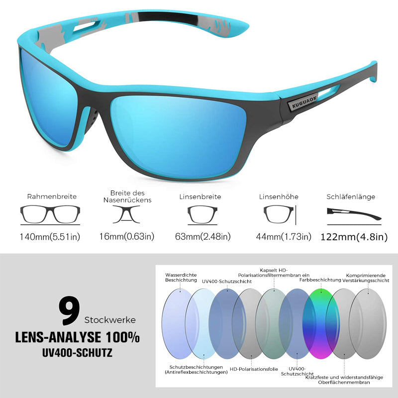 Blaudonau- Blendfreie Outdoor-Sportsonnenbrille mit polarisierten Gläsern