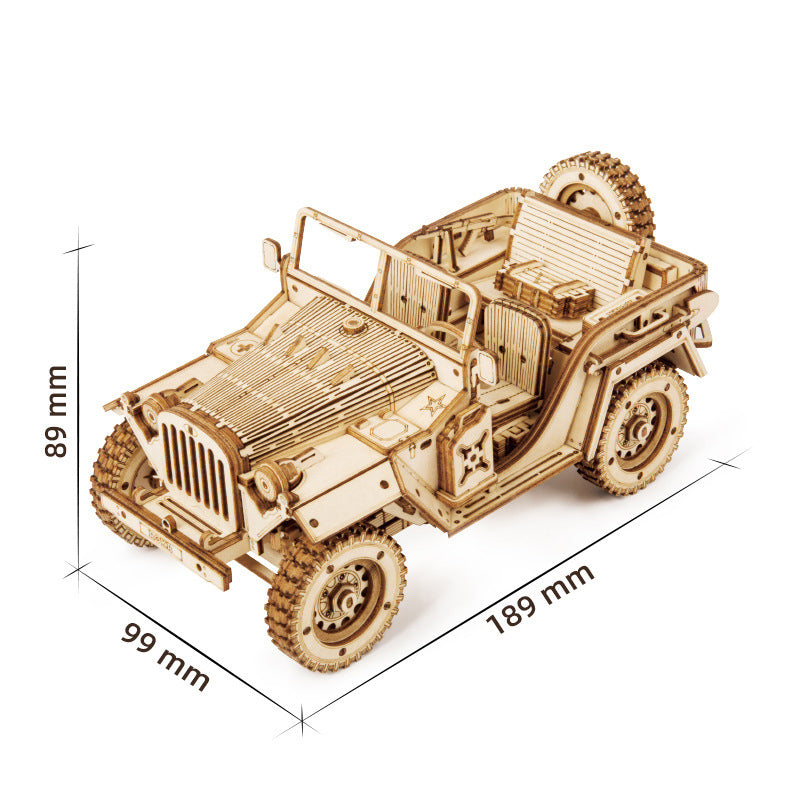 Blaudonau- Super mechanisches Holzmodell-Puzzle-Set🦉 Militärjeep