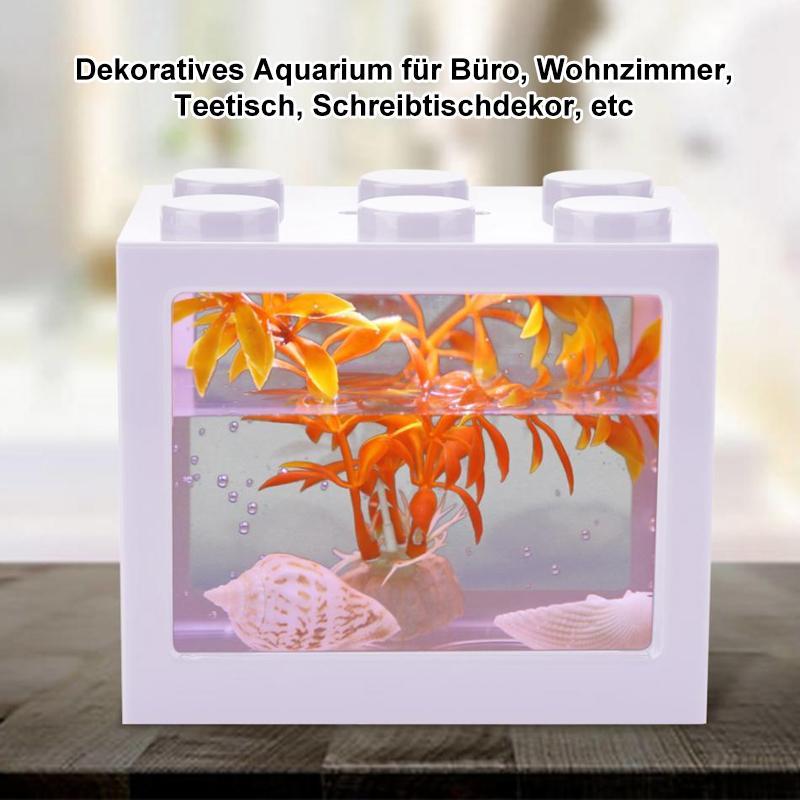 Blaudonau- Buntes klares Mini-Aquarium-Aquarium-LED-Licht-Büro-Desktopverzierungs-Dekor