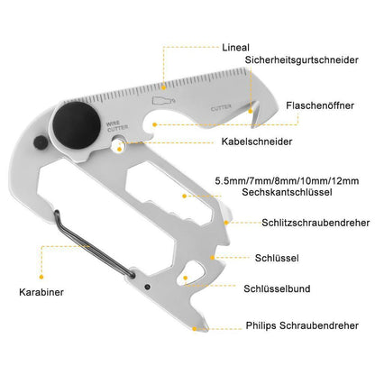 Blaudonau- Multifunktionales EDC Gadgets Karabiner-Notfallwerkzeug