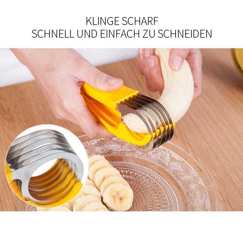 Blaudonau- Edelstahl Bananenschneider Gurkenschneider Obst Gemüse Messer Salat Neuheit Küchenzubehör Gadget