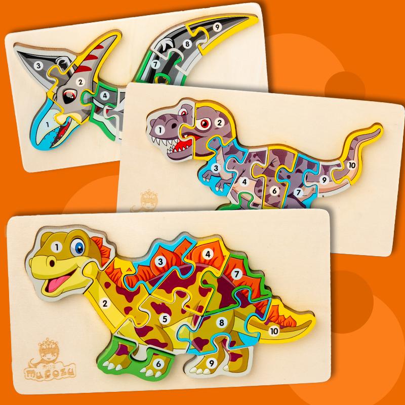 Blaudonau- Nettes Vorschulpädagogisches Dinosaurier-Puzzle