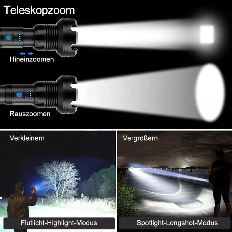 Blaudonau- Wiederaufladbare taktische LED-Laser-Taschenlampe