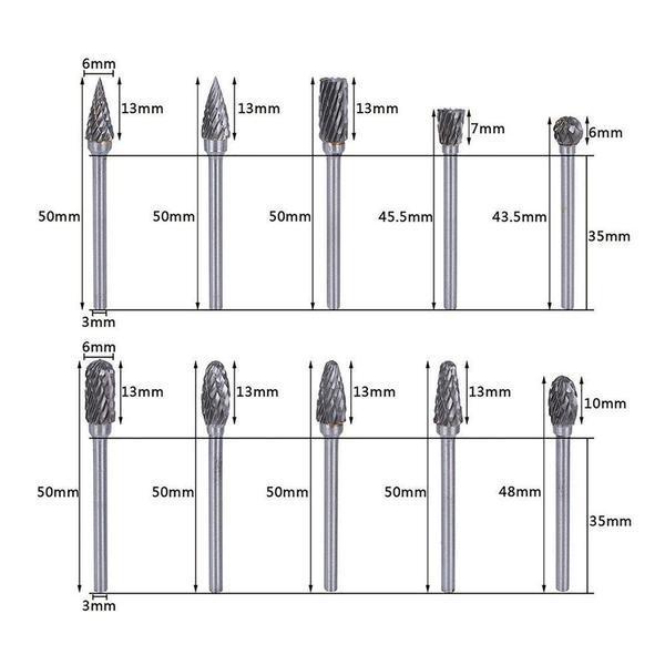 Blaudonau- 10 in 1 Wolframstahl-Schleifkopf (10PCS)