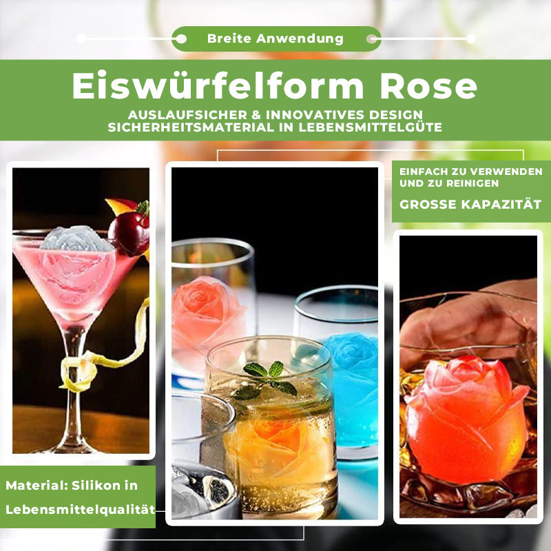 Blaudonau- Rosen-Eiswürfelform mit 4 Fächern