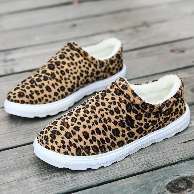 Blaudonau- Unisex Leopard Flache Baumwollschuhe, bequeme Hausschuhe Beige