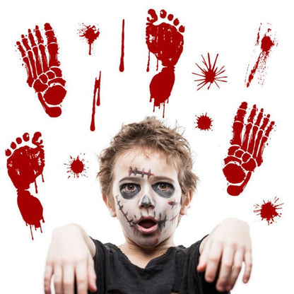 Blaudonau- Halloween Blut Hand Fußabdrücke Wandaufkleber