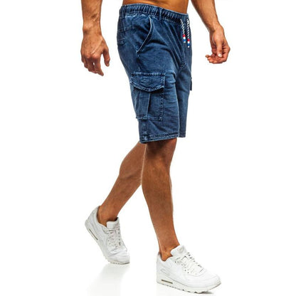 Blaudonau- Fünf-Punkt gewaschene Jeansshorts