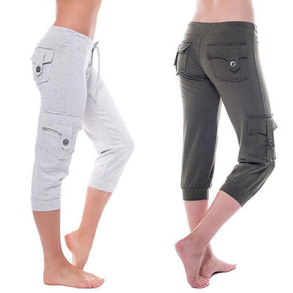 Blaudonau- Lässige Yogahose für Frauen mit Taschen