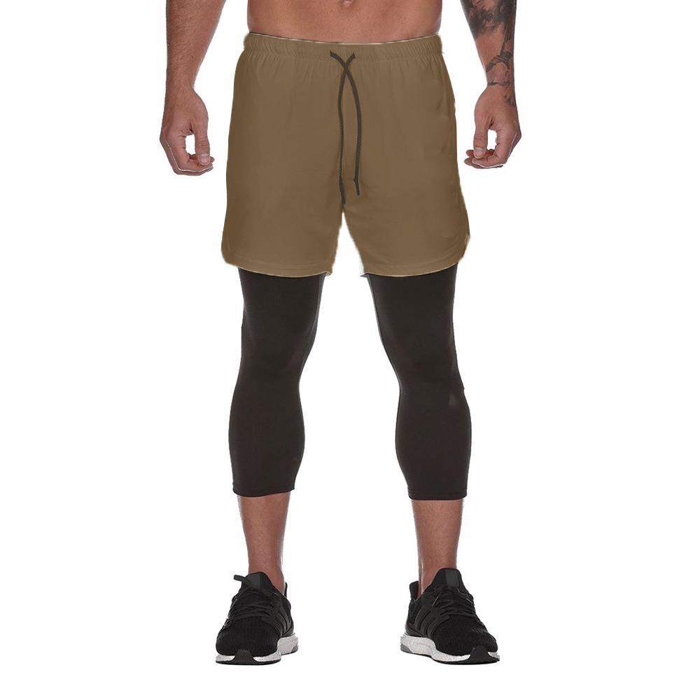 Blaudonau- 2-in-1-Fitness-Turnhose mit sicherer Tasche ( Shorts & Verkürzte Hose)