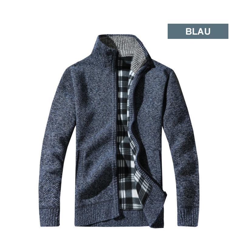 Blaudonau- Herren Fleece Strickjacke Kaffeebraun