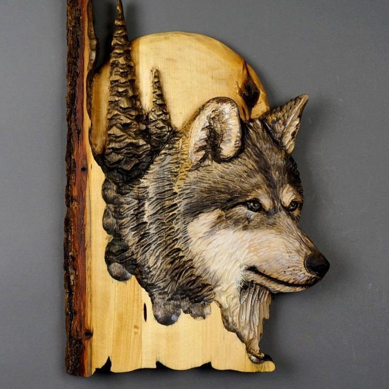 Blaudonau- Tier Dekoration Handwerk aus Holz Wolf