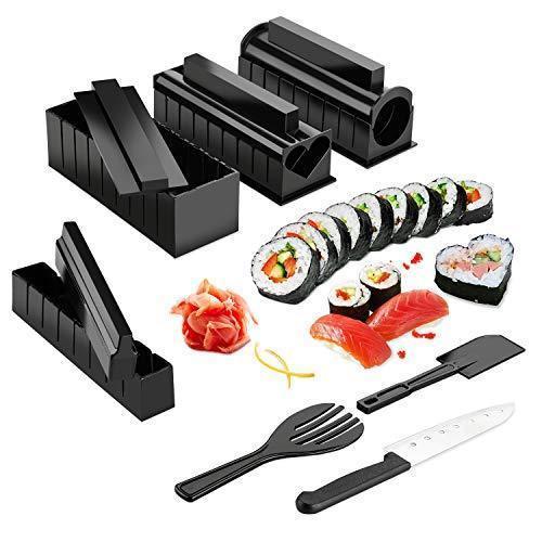 Blaudonau- [4 Formen! ] DIY Sushi Hersteller 4 Formen(10 Stück)Set Schwarz