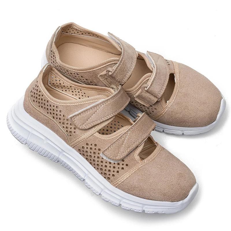 Blaudonau- Atmungsaktive Mesh Loop Flache Turnschuhe Khaki