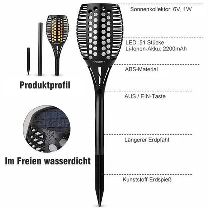 Blaudonau- LED Solar-Fackellampe Tanzen Flamme