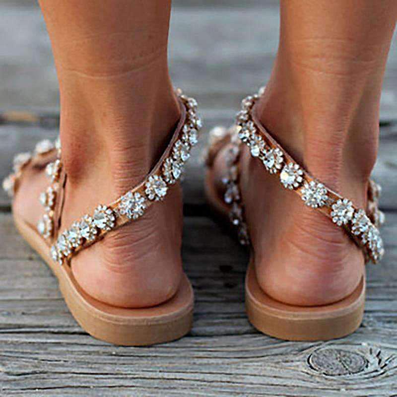 Blaudonau- Sommer Diamant Blume Sandalen