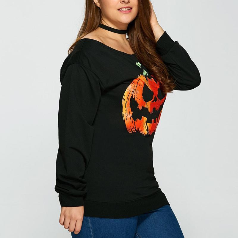 Blaudonau- Damen Halloween Schulterfrei Sweatshirts