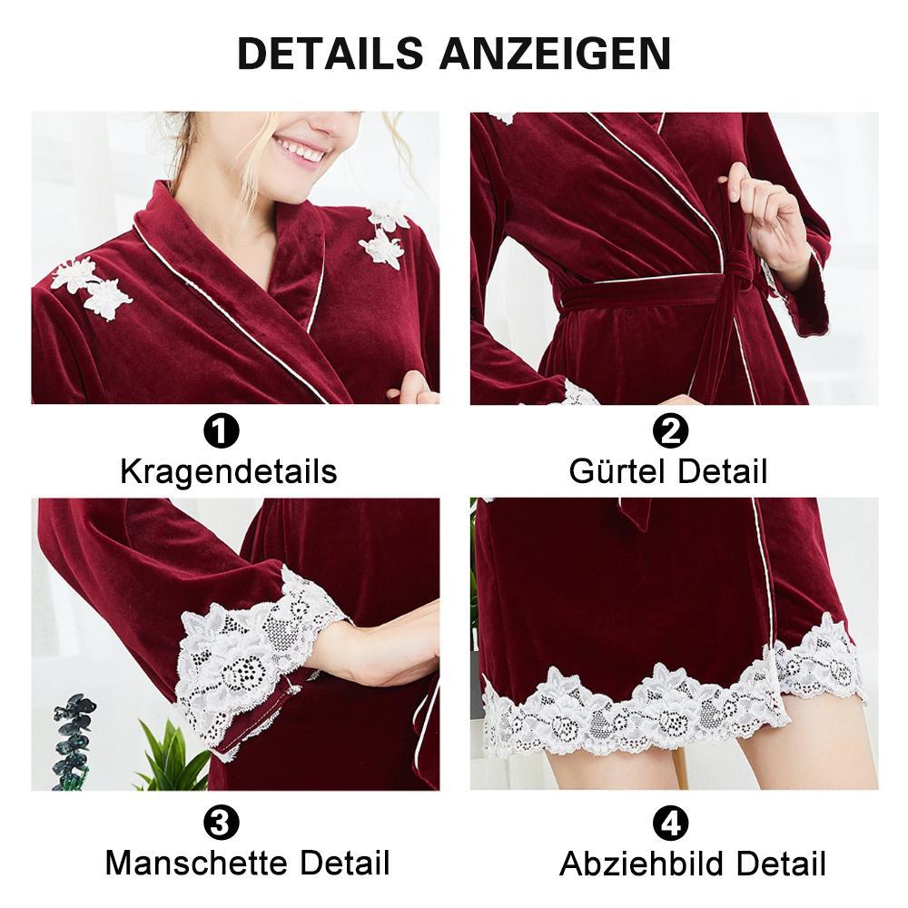 Blaudonau- Damen Abziehbild Samt sexy Schlafrock