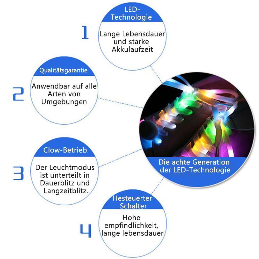 Blaudonau- LED Leucht Schnürsenkel Nachtleuchtende Schuhbänder Orange