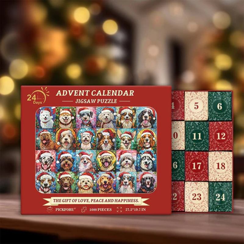 Blaudonau- Frohe Weihnachten Hunde Adventskalender Puzzle