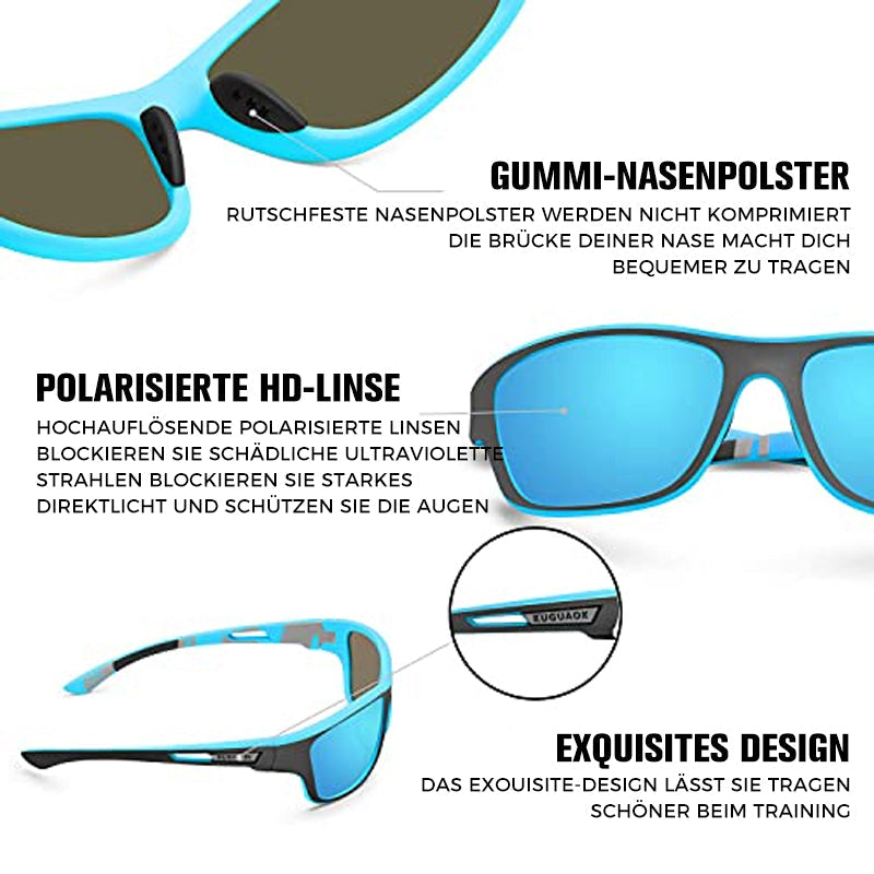 Blaudonau- Blendfreie Outdoor-Sportsonnenbrille mit polarisierten Gläsern