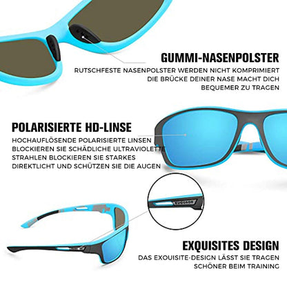 Blaudonau- Blendfreie Outdoor-Sportsonnenbrille mit polarisierten Gläsern